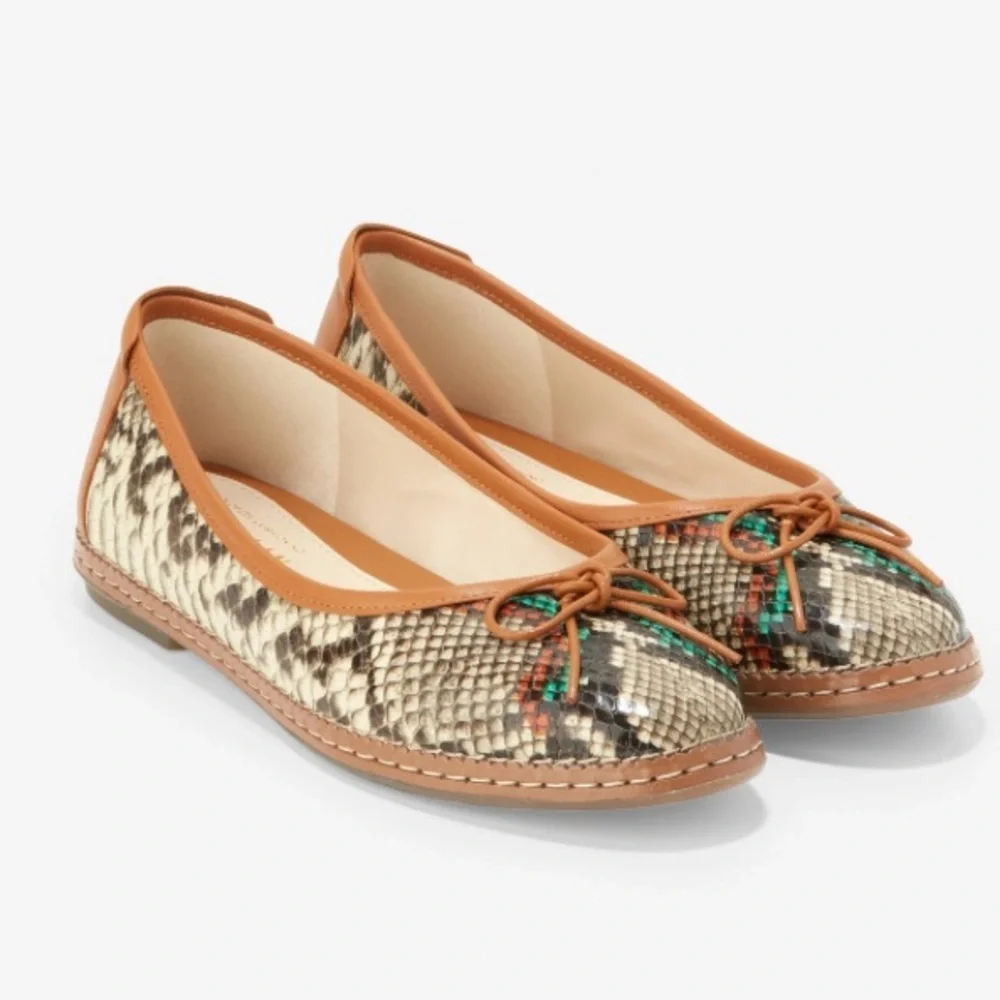 Cole Haan Cloud All Day Snake Print Ballet Flats loafers leather size 10 NEW